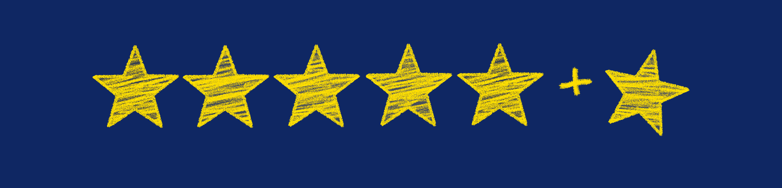 Banner with five stars, a plus sign, and one extra star