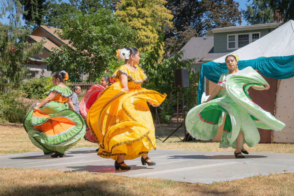Ballet folklórico dancers at the Englewood Forest Festival